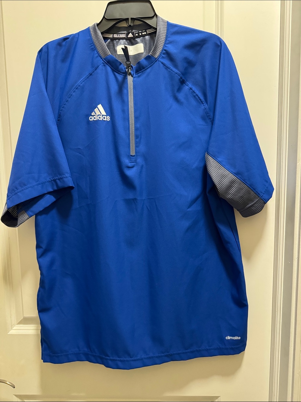 adidas Royal Blue and Gray Quarter-Zip Athletic Top Men M